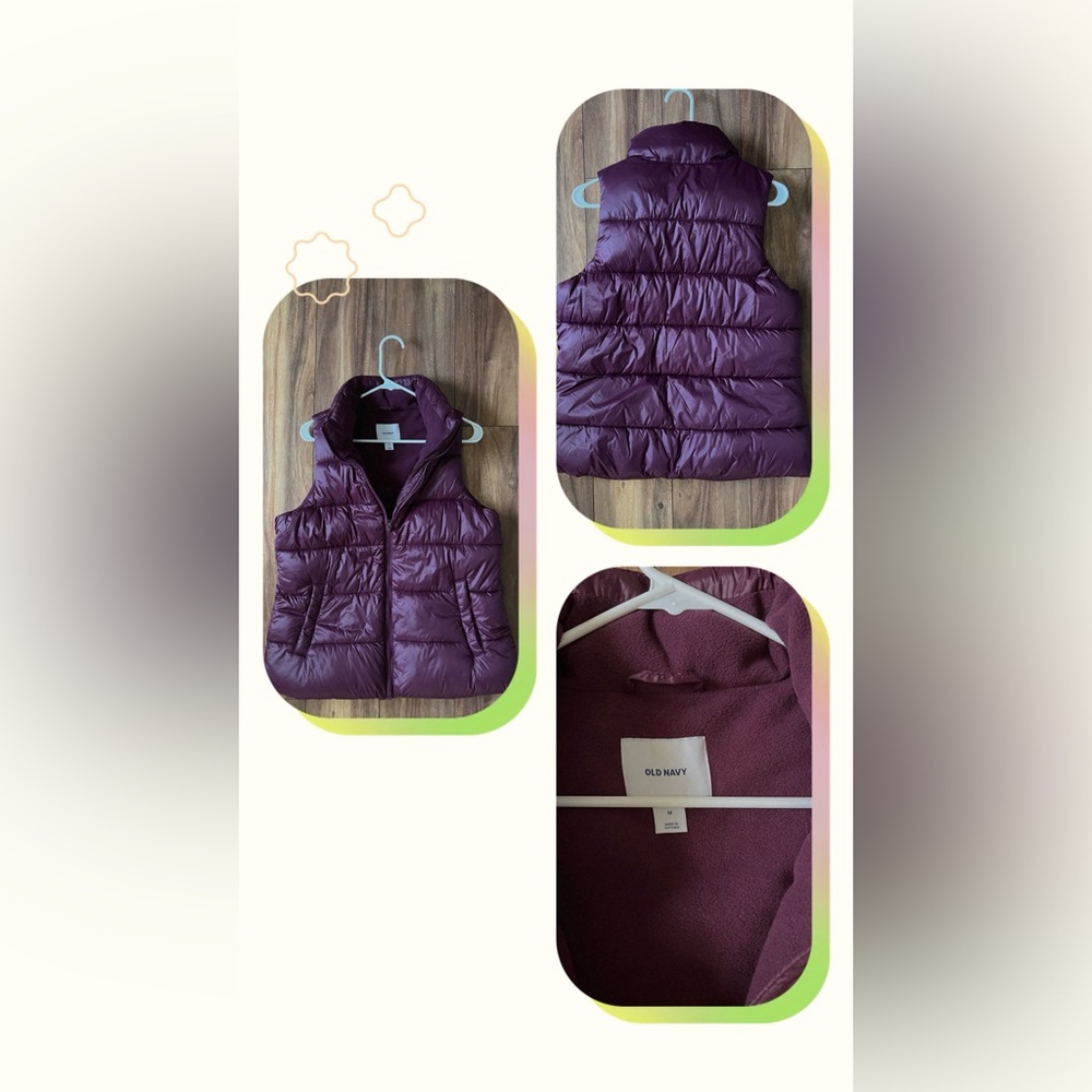 Old Navy Purple Puffer Vest with Hood